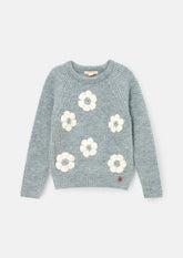 ANGEL & ROCKET RUMI EMBELISHED FLOWER SWEATER